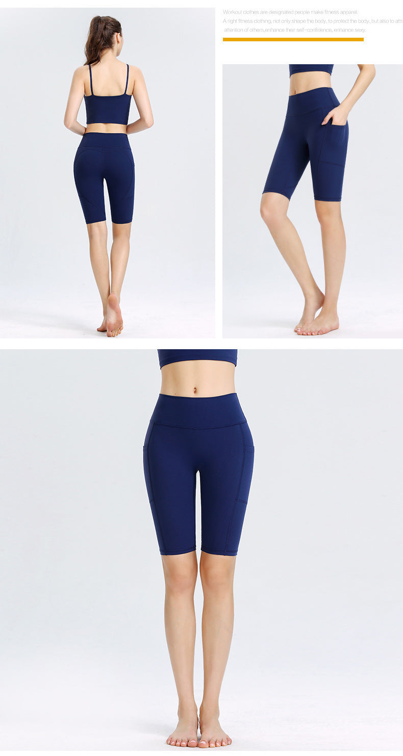 Custom LOGO/Pattern Solid Color 75% Nylon + 25% Spandex Training Fitness Yoga Suit Yoga Bra/vest + Middle Pant Set For Women (Instock) YGST-011 W0006+K0015
