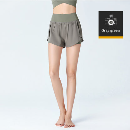 Custom LOGO/Pattern Solid Color 75% Nylon + 25% Spandex Cloud Sense Training Fitness High Waist Yoga Fake-skirt Short For Women (Instock) YGS-004 K0096