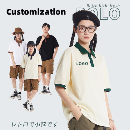 DH78019 Custom LOGO/Pattern 240g 32 Counts 100% Cotton Japanese Style Two Buttons Thin and Light Business EUR Size Polo-shirt(Instock) for Men and Women CST-069 (different custom craft and logo and quantities has different custom fee)