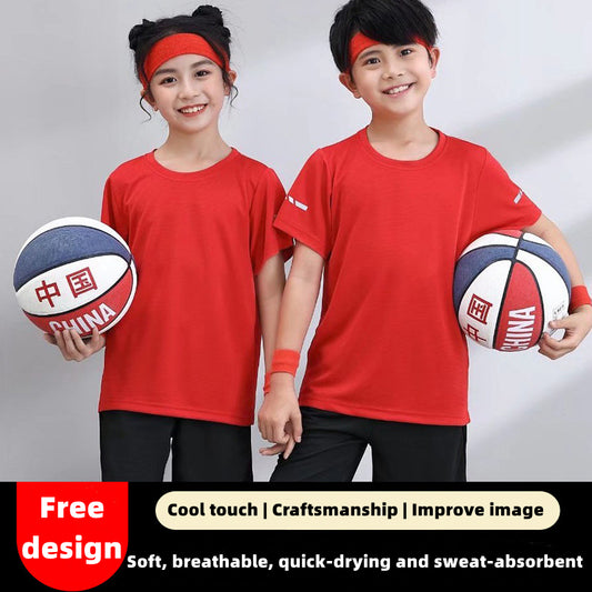 WD-S103 Custom LOGO/Pattern 100% Polyester(modal) Summer Camp Soft and Breathable and Quick-drying Sport T-shirt for Parent-child CCT-006