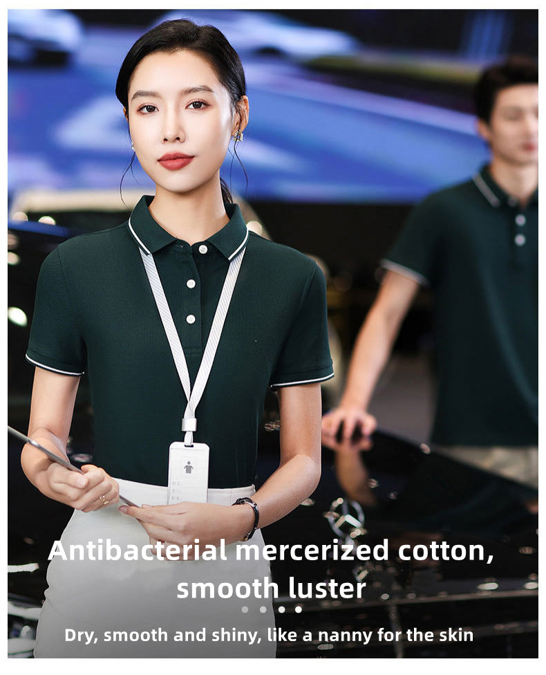 Custom LOGO/Pattern 73% Mercerized Cotton + 31% Polyester Two Buttons Soft Breathable and Antibacterial Business Polo-shirts For Men and Women (Instock) CST-050 YN-W3