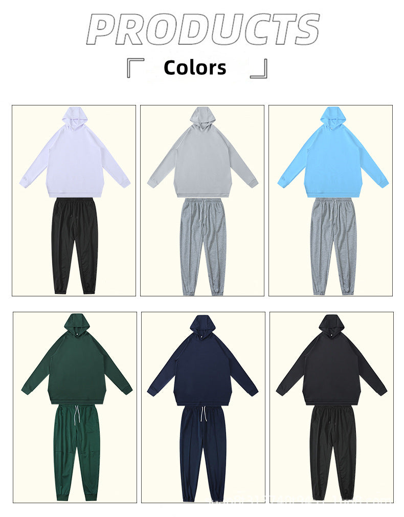 Custom Logo/pattern 280g 95% Polyester + 5% Spandex Breathable US Size Sport Hoodie + Pant Set For Men (Instock) CSHS-001 GY-8414 + 8719