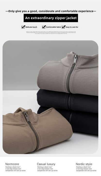 Custom LOGO/Pattern 400g Wick 83.4% Cotton + 16.6% Polyester Plus Size Stand Collar Zipper Jacket For Men and Women (Instock) ZPJK-001 HL8815