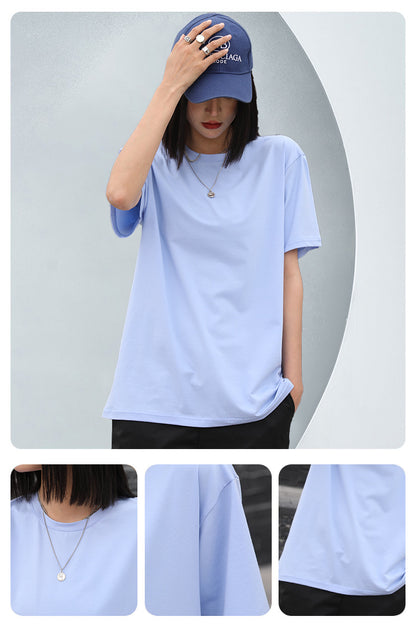 Customized LOGO/Pattern Adult 180g 93%Cotton + 7%Spandex Round Neck Iced Porcelain Wool T-shirt For Men and Women (Instock) CST-020 M023