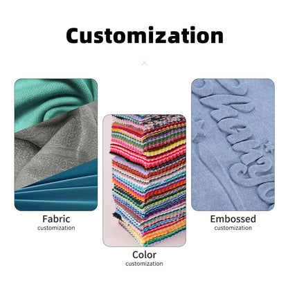 Custom Embossing Craft LOGO/Pattern US Size 100% Cotton Loose Hoodie For Men and Women (Custom color and fabric,MOQ=35PCS/each color) CHD-032 ZS-TTWYYH