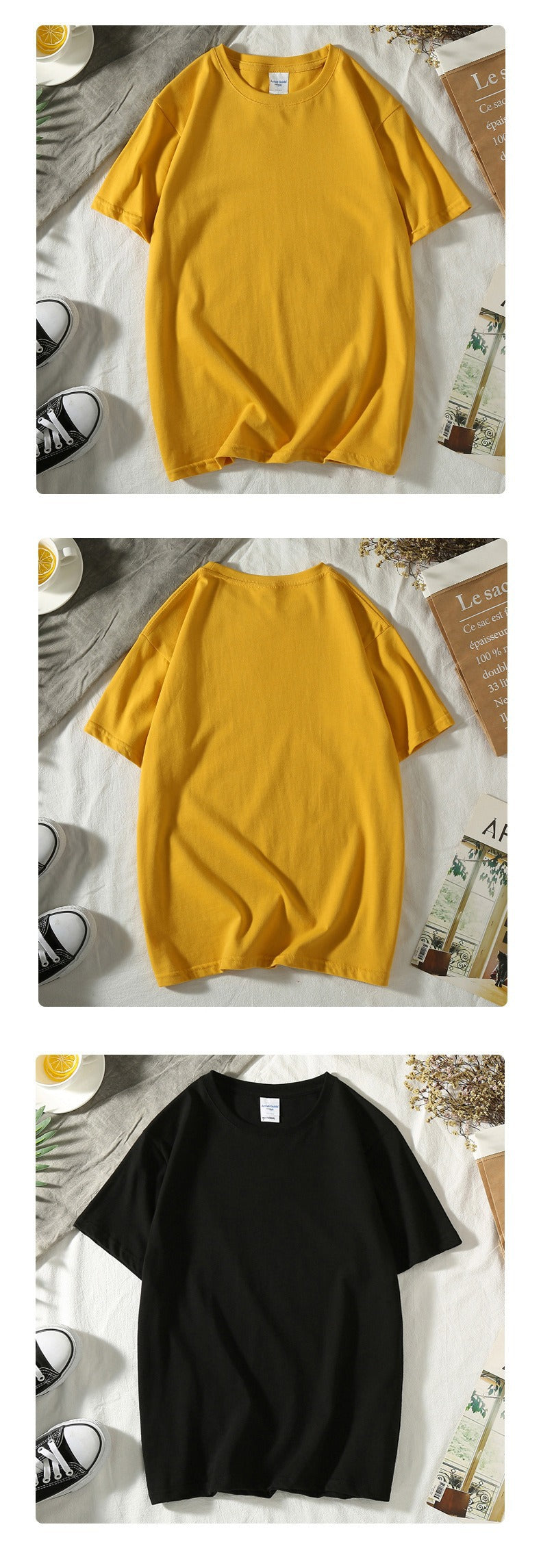Customized LOGO/Pattern Adult 240g 16 Sticks 100% Cotton Round Neck EUR Size T-shirt For Men and Women (Instock) CST-032 AG240G