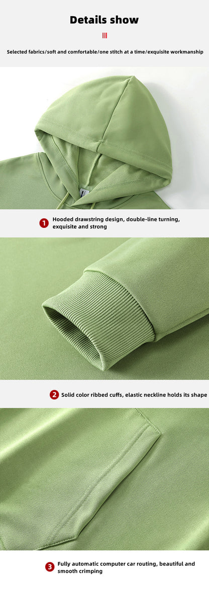 Custom LOGO/Pattern 280g 100% Imitation Cotton Drop-shoulder Twill Hoodie For Men and Women (Instock) CHD-042 Z-u8