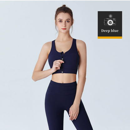 Custom LOGO/Pattern Solid Color  75% Nylon + 25% Spandex Training Fitness Front Zipper Yoga Bra Yoga Vest For Women (Instock) YGB-004 W0098