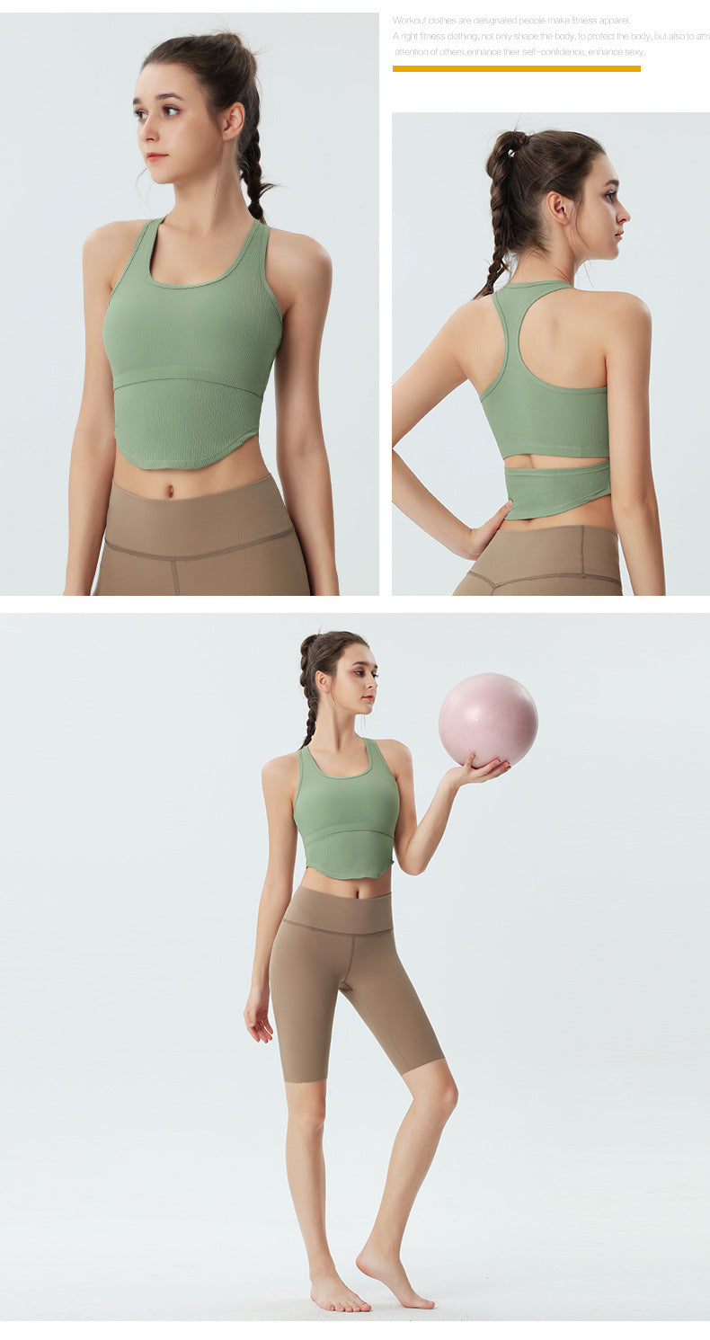 Custom LOGO/Pattern Solid Color  55% Nylon + 45% Spandex Training Fitness Yoga Bra Yoga Vest For Women (Instock) YGB-005 W0085