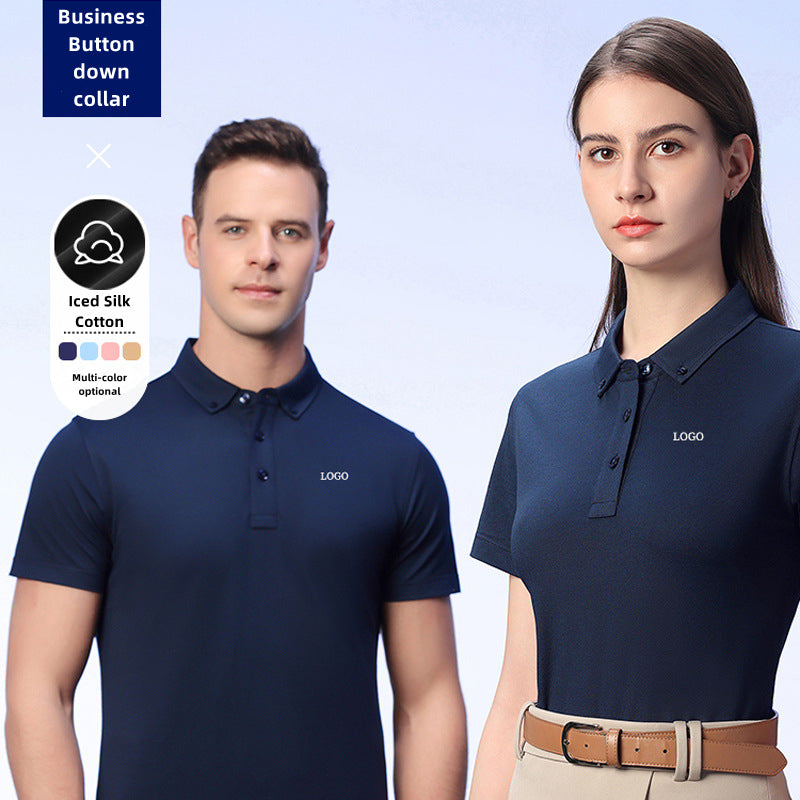 SD33101 Custom LOGO/Pattern 40% Ice Silk Cotton + 60% Spandex Two Buttons Breathable Anti-wrinkle Quick-drying Business Polo-shirt(Instock) for Men and Women CST-053 (different custom craft and logo and quantities has different custom fee)