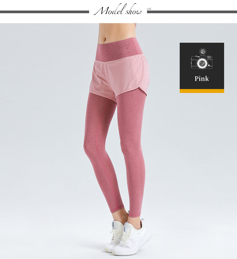 Custom LOGO/Pattern Solid Color 95% Nylon + 5% Spandex Training Fitness High Waist Yoga Fake-skirt Long Pants For Women (Instock) YGP-014 K0068