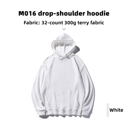 Custom LOGO/Pattern 300g 32 Counts 85% Cotton + 15% Polyester Loose Drop-shoulder Hoodie For Men and Women (Instock) CHD-023 M016