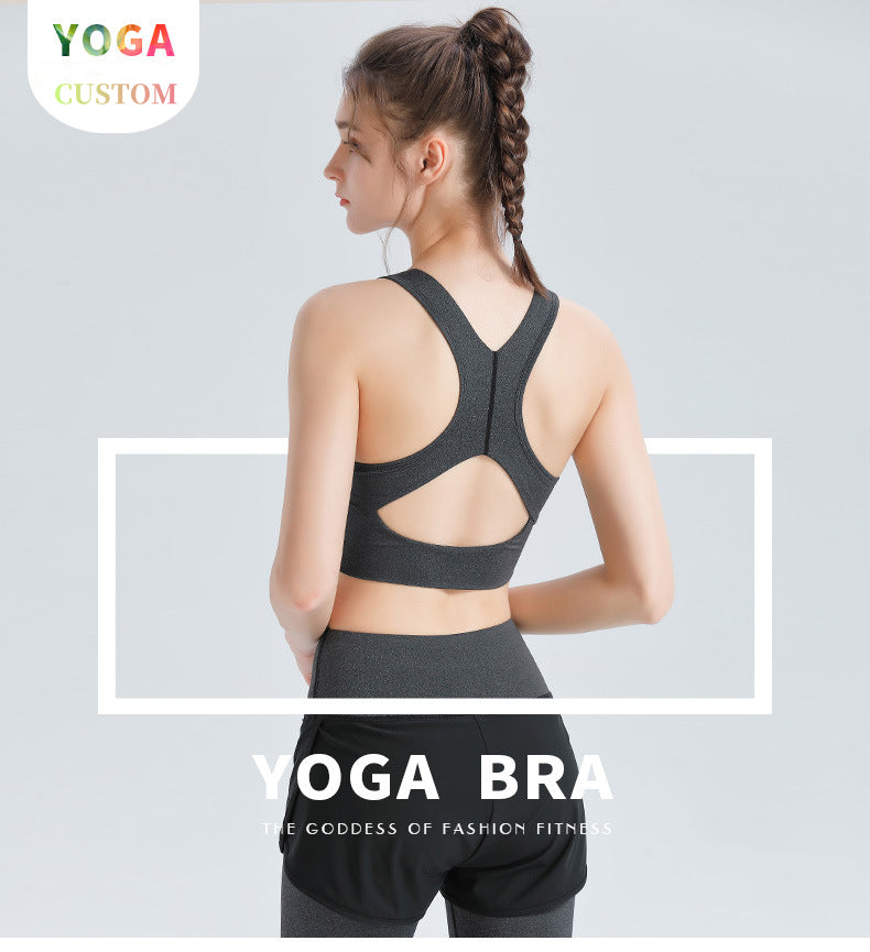 Custom LOGO/Pattern Solid Color 75% Nylon + 25% Spandex Training Fitness Cross Beauty Back Yoga Bra Yoga Vest For Women (Instock) YGB-012 W0068