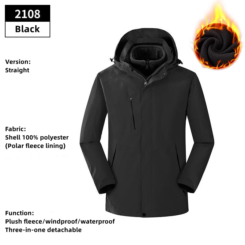 Custom LOGO/Pattern Waterproof and Windproof Three-in-one Add Fleece Double Warmth Work and Travel and Camping Double Layer Outdoor Jackets For Men and Women (Instock) CSJK-002 KF2108
