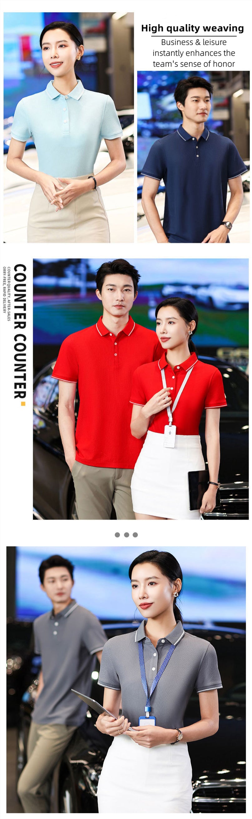 Custom LOGO/Pattern 73% Mercerized Cotton + 31% Polyester Two Buttons Soft Breathable and Antibacterial Business Polo-shirts For Men and Women (Instock) CST-050 YN-W3