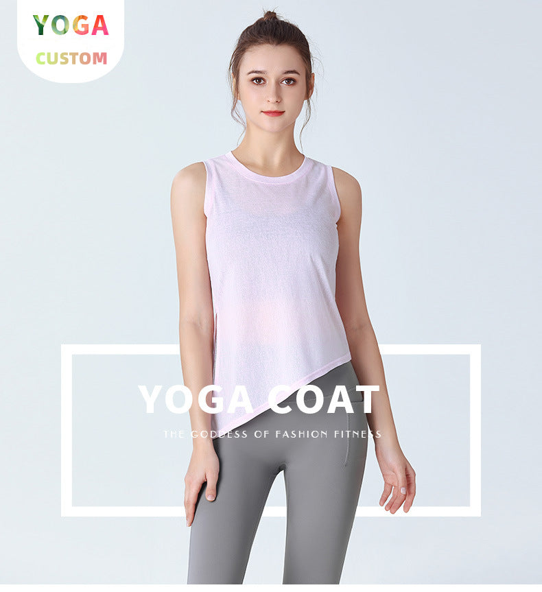 Custom LOGO/Pattern Solid Color 70% Cotton + 30% Tencel Training Fitness Yoga Shirt Quick-drying Sleeveless Yoga Shirt For Women (Instock) YGT-002 TD0037