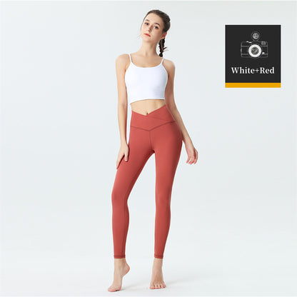 Custom LOGO/Pattern Solid Color 86% Cotton + 14% Spandex Training Fitness Yoga Suit Yoga Bra/vest + Long Pant Set For Women (Instock) YGST-002 W0006 + K0096