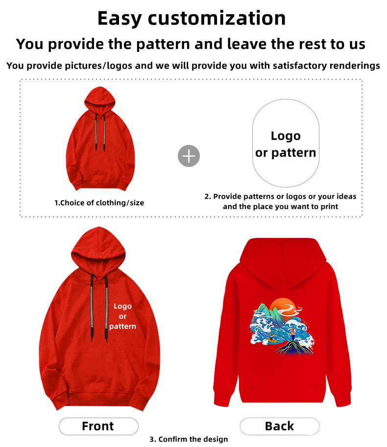 Custom LOGO/Pattern 360g 100% Cotton Loose Hot Diamond Hat Rope Drop-shoulder Thicked Hoodie For Men and Women (Instock) CHD-012 YC802S