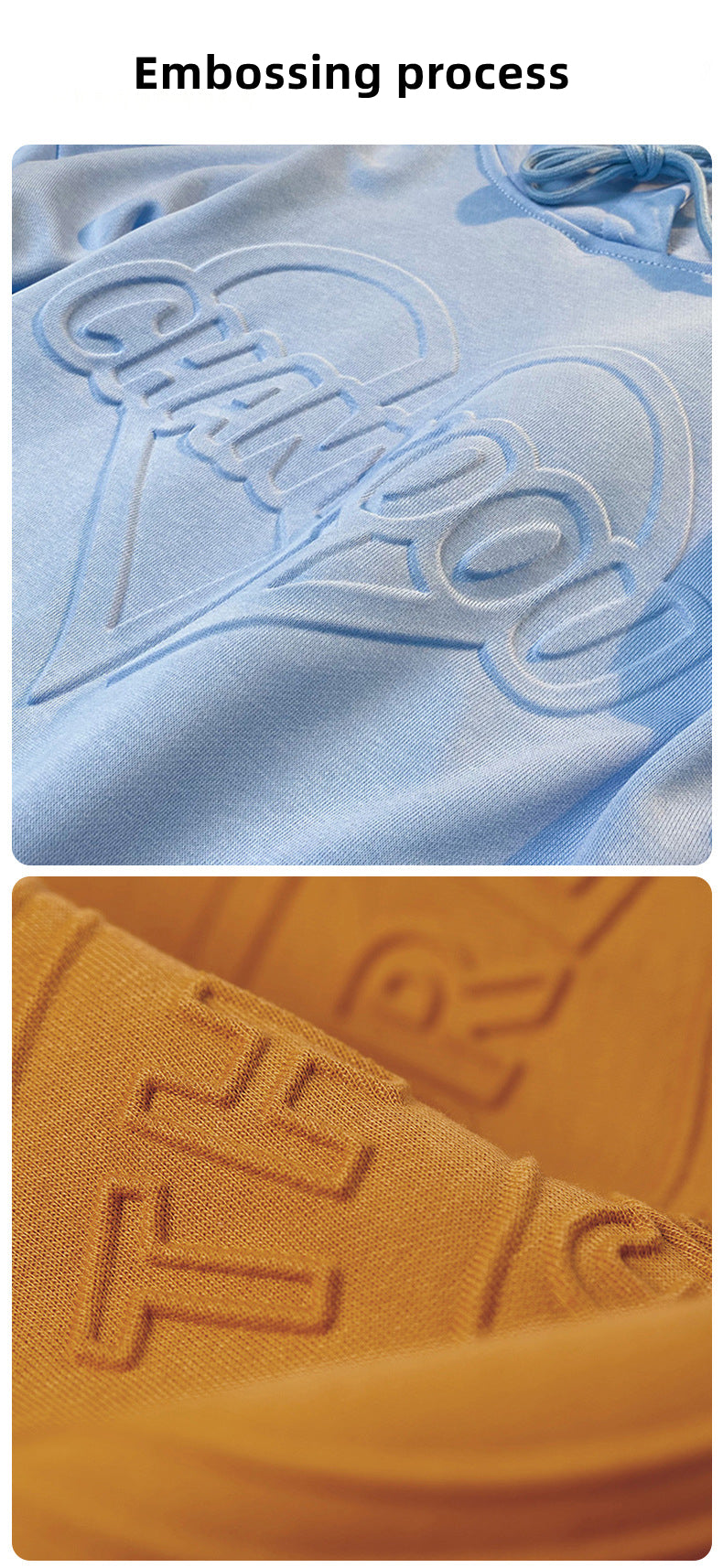 Custom Embossing Craft LOGO/Pattern US Size 100% Cotton Loose Sweatshirt For Men and Women (Custom color and fabric,MOQ=35PCS/each color) CHD-027 ZS-YLWYYH