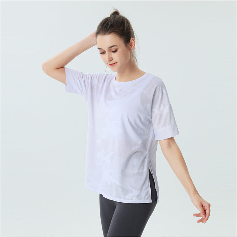 Custom LOGO/Pattern Solid Color 93% Cotton + 3% Spandex Quick Dry Training Fitness Yoga Shirt For Women (Instock) YGT-004 TD0039
