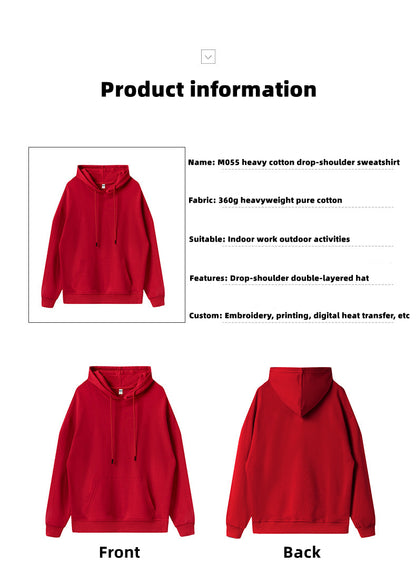 Custom LOGO/Pattern 360g 100% Cotton Loose Drop-shoulder Hoodie For Men and Women (Instock) CHD-031 M055