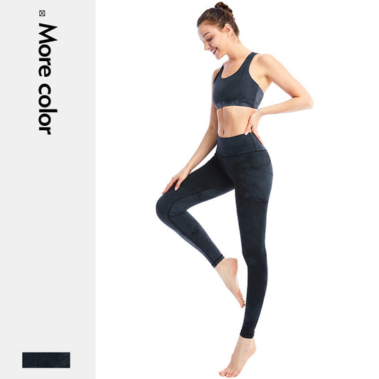 Custom LOGO/Pattern Printed 15% Spandex + 85% Polyester Training Fitness Quick Dry Yoga Suit For Women (Instock) YGPT-008 TZ-4