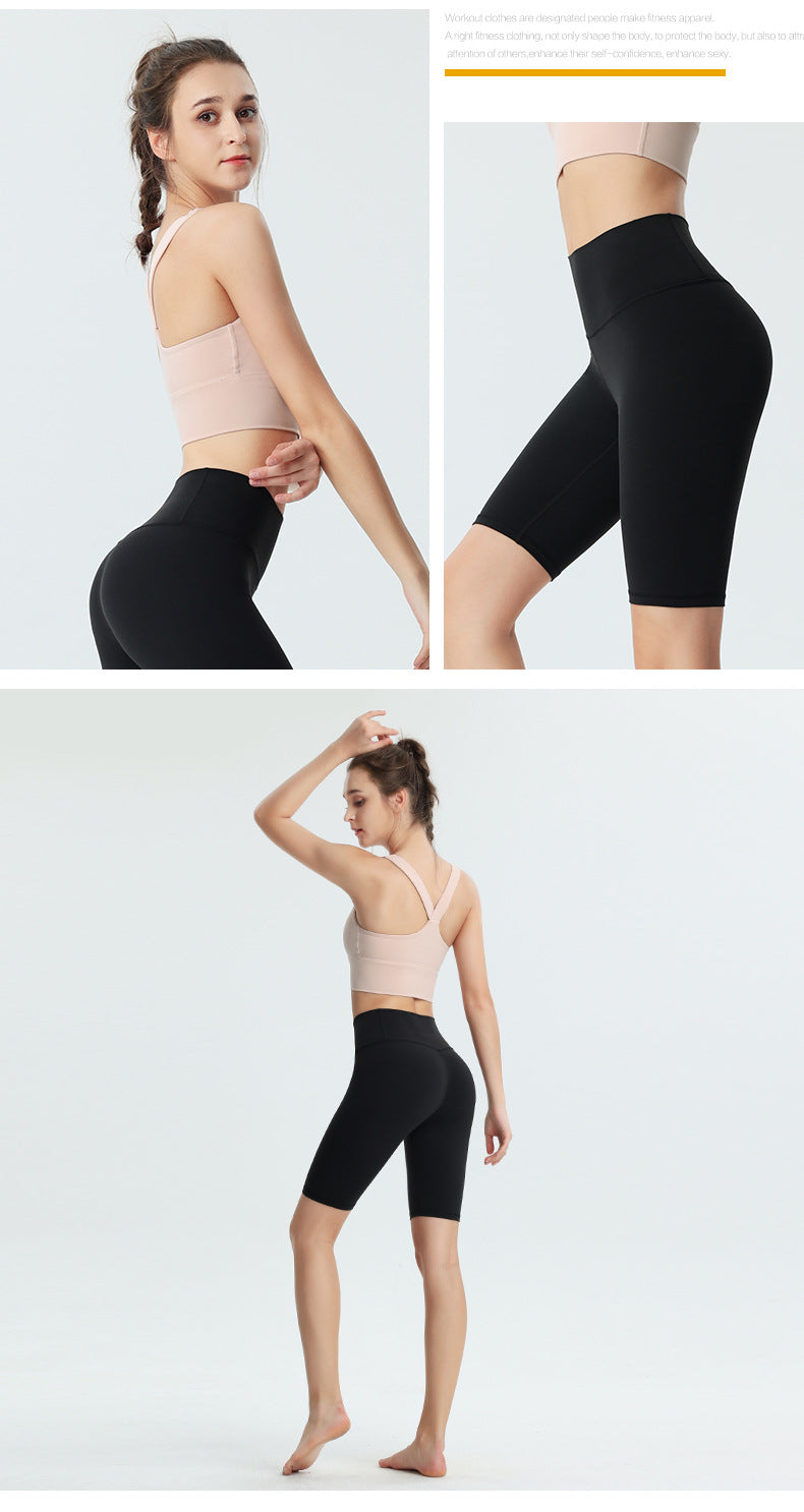 Custom LOGO/Pattern Cloud Sense Solid Color 75% Nylon + 25% Spandex Training Fitness Yoga Suit Yoga Bra/vest + Middle Pant Set For Women (Instock) YGST-013 W0095+K00180