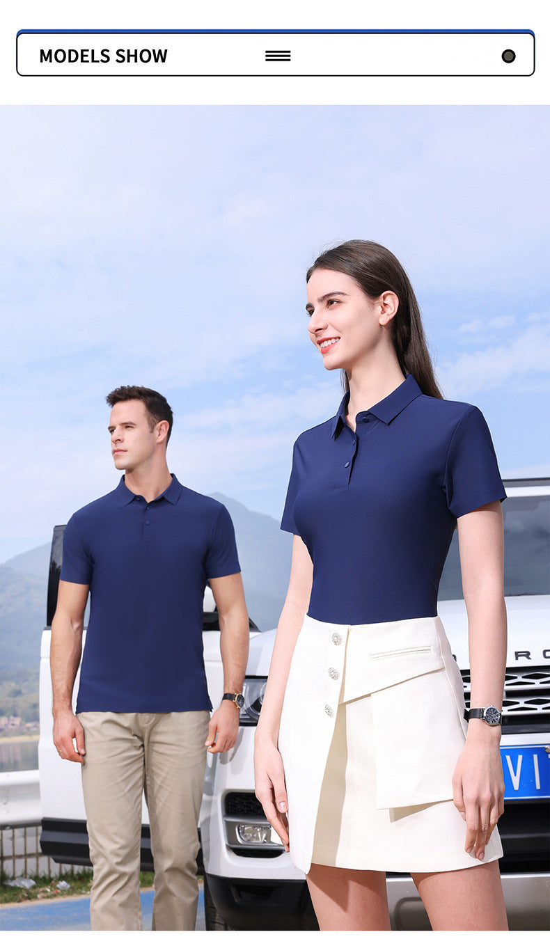 Custom LOGO/Pattern 185g 89.5% Cotton + 10.5% Spandex Two Buttons Anti-wrinkle Quick-drying Ice Silk Business Plus Size Polo-shirts For Men and Women (Instock) CST-051 SD33902