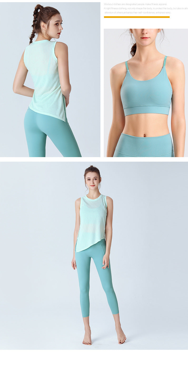 Custom LOGO/Pattern Solid Color 70% Cotton + 30% Tencel Training Fitness Yoga Shirt Quick-drying Sleeveless Yoga Shirt For Women (Instock) YGT-002 TD0037