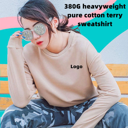 YC1803 Custom LOGO/Pattern 380g 100% Cotton Loose Thicked Drop-shoulder Sweatshirt for Men and Women(Instock) CHD-014