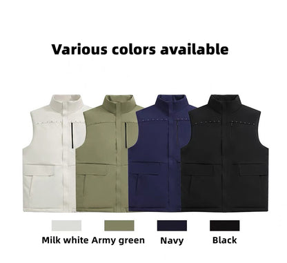 Custom LOGO/Pattern T400 Oxford Waterproof 100% Polyester Plus Size Thicked Stand Collar Down Cotton Inner Vest For Men and Women (Instock) CSVS-002 TS551