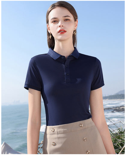 Custom LOGO/Pattern 200g 50 Counts 50% Matt Mercerized +45% Siro Combed Cotton +5% Mulberry Silk Two Buttons Soft and Breathable 5A Antibacterial Business Plus Size Polo-shirts For Men and Women (Instock) CST-065 Z888