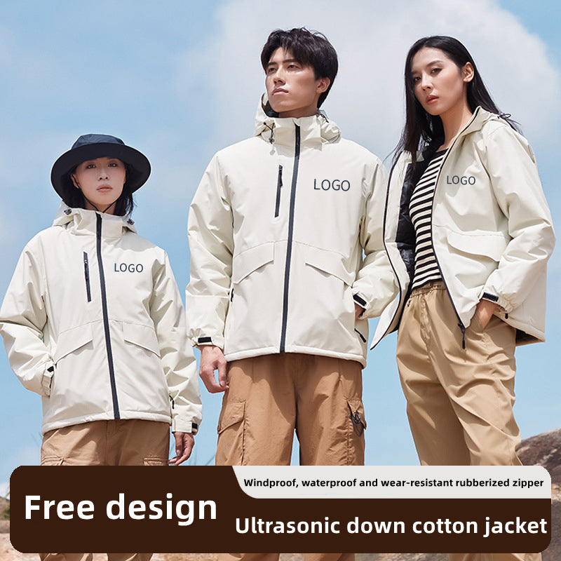 KF2366 Custom LOGO/Pattern Waterproof and Windproof Work and Travel and Camping Single Layer Down Cotton Outdoor Jackets For Men and Women CSJK-017 (MOQ=20PCS/each design)