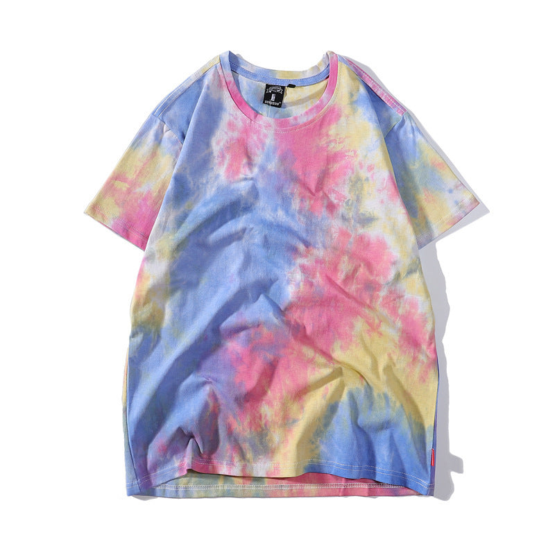 Customized LOGO/Pattern Adult 180g 100% Cotton Tie-dye Round Neck T-shirt For Men and Women (Instock) CST-010 SS-ZR-T