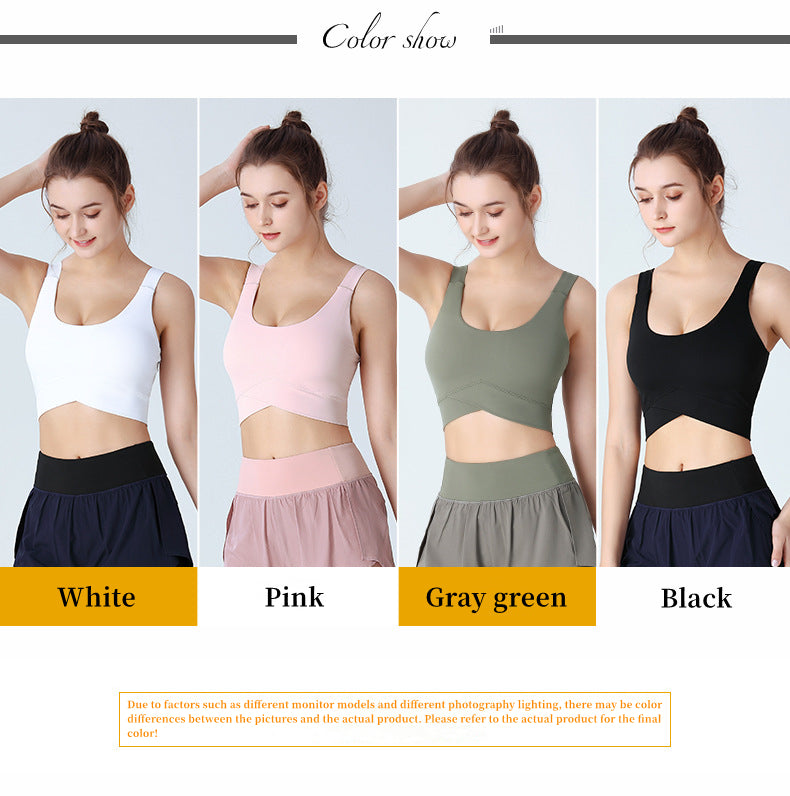 Custom LOGO/Pattern Solid Color  75% Nylon + 25% Spandex Training Fitness Yoga Bra Yoga Vest For Women (Instock) YGB-003 W0096
