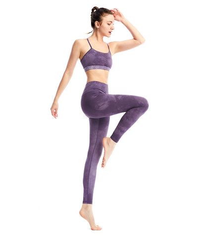 Custom LOGO/Pattern Printed 15% Spandex + 85% Polyester Training Fitness Quick Dry Yoga Suit For Women (Instock) YGPT-008 TZ-4