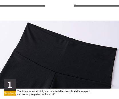 Custom LOGO/Pattern Solid Color 88% Polyester + 12% Spandex Training Fitness High Waist Yoga Long Pants For Women (Instock) YGP-015 K0093