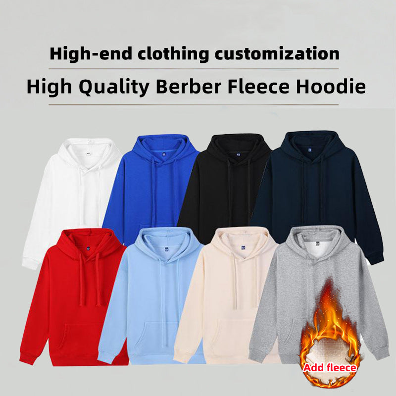 DT6612 Custom LOGO/Pattern 380g Heavyweight Berber Fleece 100% Cotton Add Fleece Plus Size Hoodie for Men and Women(Instock) CHD-036