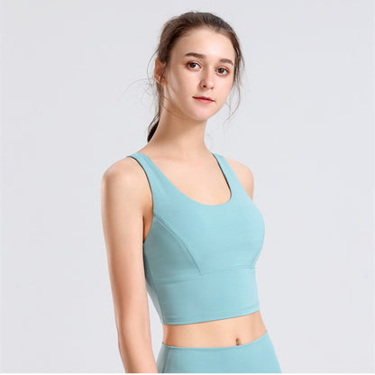 Custom LOGO/Pattern Solid Color  75% Nylon + 25% Spandex Training Fitness Yoga Bra Yoga Vest For Women (Instock) YGB-007 W0001