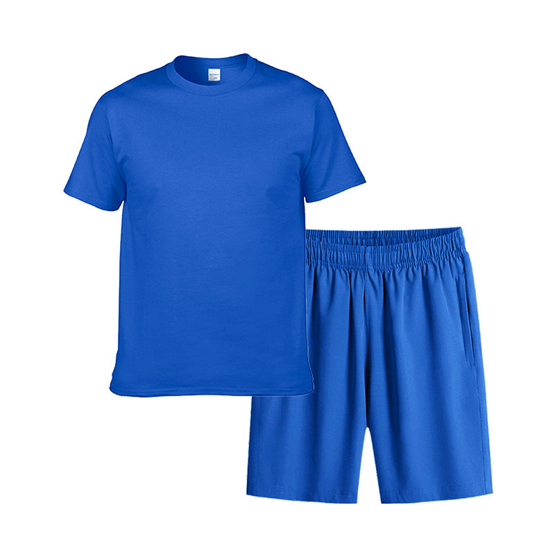 Customized  LOGO/Pattern 270g 100%Cotton T-shirt + 70% Cotton + 30% Polyester T-shirt + Shorts Set For Men (Instock) CST-018 AG210+SJ-DK310