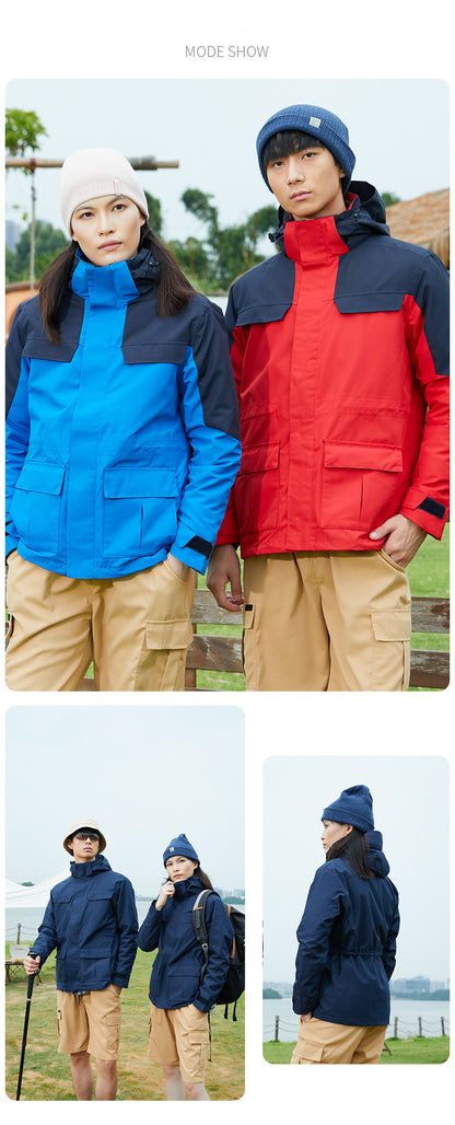 Custom LOGO/Pattern Waterproof Oxford Heat-sealed Three-in-one Double Warmth Outdoor Jackets For Men and Women (Instock) CSJK-001