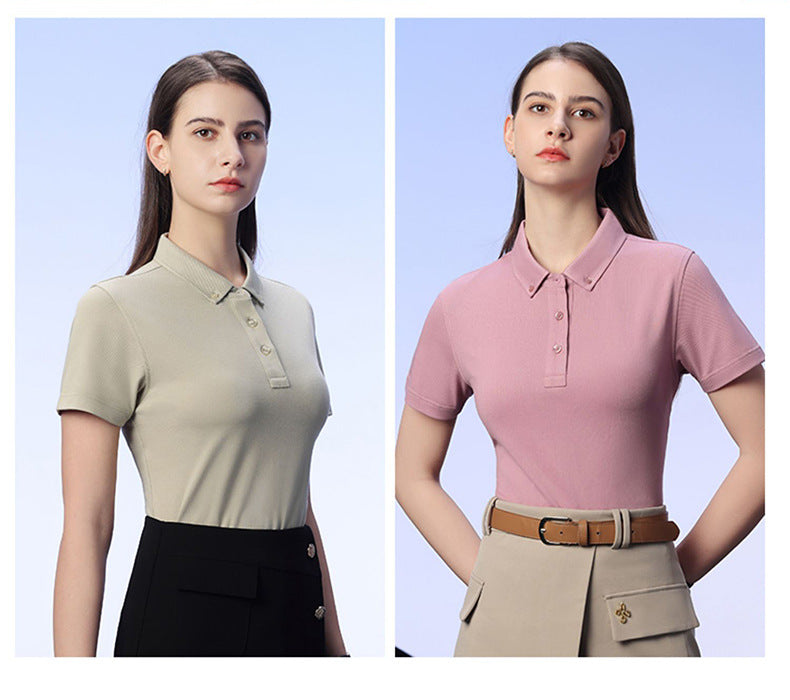 Custom LOGO/Pattern 40% Ice Silk Cotton + 60% Spandex Two Buttons Breathable Anti-wrinkle Quick-drying Business Polo-shirts For Men and Women (Instock) CST-053 SD33101