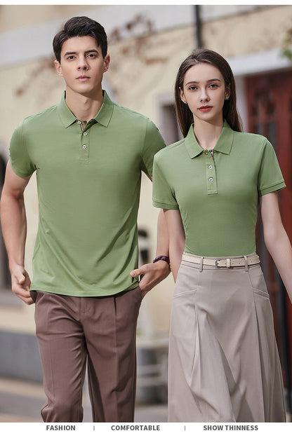 Custom LOGO/Pattern 220G 50 Counts 100% Mercerized Cotton Two Buttons Soft Breathable and Antibacterial Business Polo-shirts For Men and Women (Instock) CST-052 MLD2305
