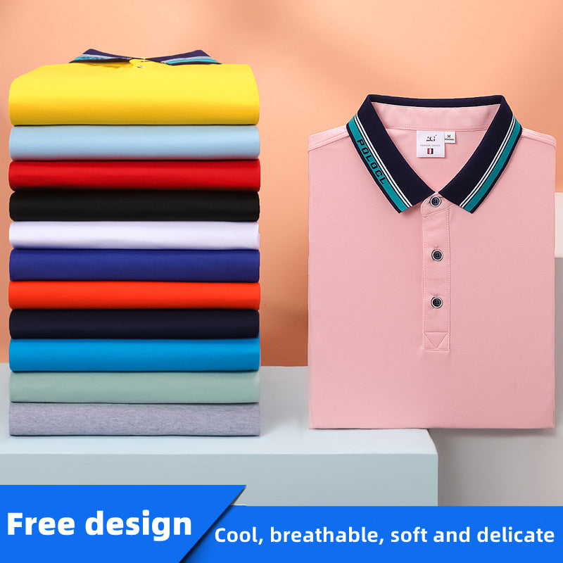 Z99217 Custom LOGO/Pattern 180g 60% Cotton +35% Ice Ion Fiber +5% Spandex Two Buttons Ice Feel Soft and Breathable Business Polo-shirt(Instock) for Men and Women CST-066 (different custom craft and logo and quantities has different custom fee)