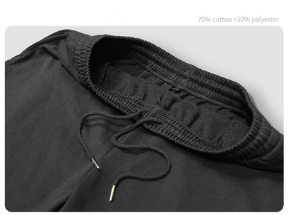 Customized  LOGO/Pattern Adult 100% Cotton Round Neck T-shirt + Shorty Set For Men and Women (Instock) CST-029 76000+SJ-DK310